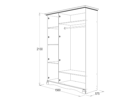 Шкаф 3-х дверный Ольга 1Н 