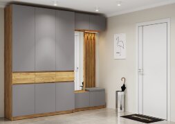 Шкаф трехстворчатый ШК-002 Бостон ЛДСП, дуб крафт/серый шифер 