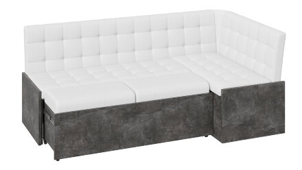 Кухонный уголок со спальным местом Форест, Ателье темный/Кожзам белый 