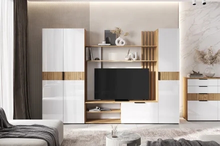 Шкаф 2-х створчатый Роджина дуб крафт / белый глянец 