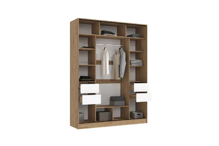 Шкаф-купе Роджина дуб крафт / белый глянец 