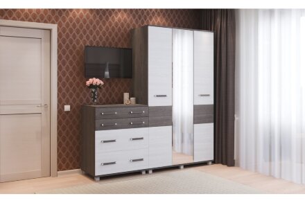 Шкаф трехстворчатый с ящиками В34 Виора, Ясень Шимо 