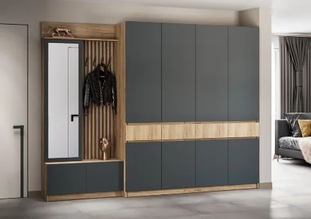 Модульная прихожая Стоуби, Графит (Композиция 3) 