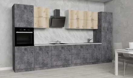 Модульная кухня АТР, дуб делано натуральный/цемент темный (400 см)  