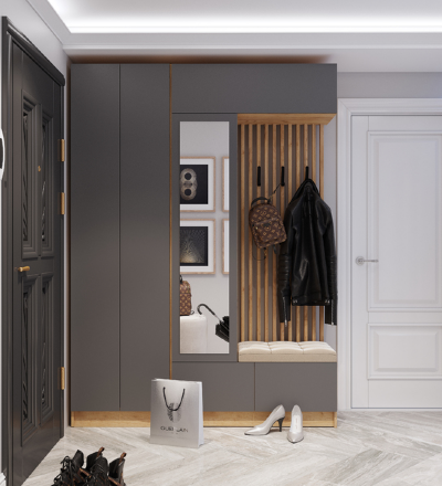 Шкаф платяной Руэлла, Крафт золотой/Графит серый 