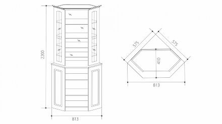 Витрина угловая с зеркалами Венеция В-12 