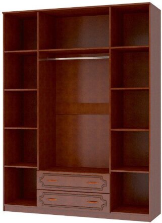 Шкаф 4 двери Лакированный орех 2 зеркала 