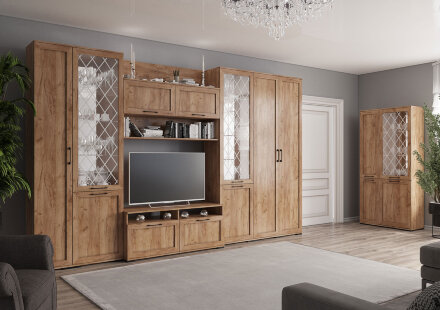 Пенал платяной с выдвижной штангой СП-2 София, Дуб Крафт Табачный 